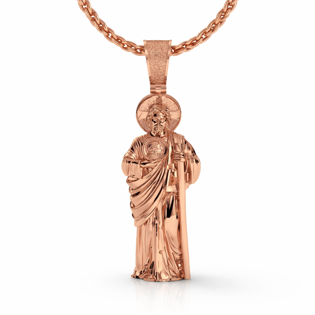 Gold Saint Jude Pendant Religious Patron Pendants Lab Grown Diamond Pendant
