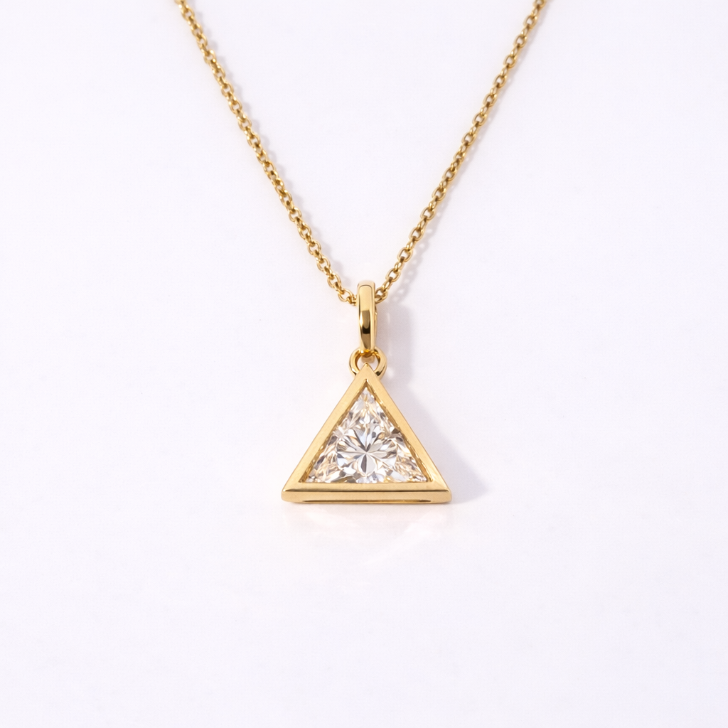 Triangle Pendant Gold Triangle Pendant Bezel Diamond Pendant Diiro Pendant
