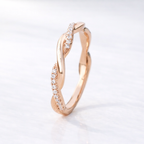 Gold Twist Ring With Round Cut Diamond Or Moissanite
