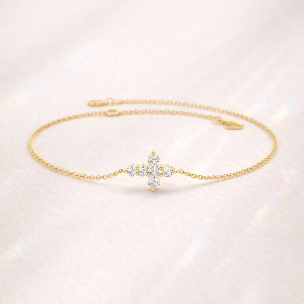 Diamond Cross Bracelet Featuring Elegant Charm Design
