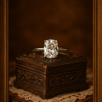 Cushion Cut Moissanite Gold Ring Shines With Diamond-Like Brilliance, Ideal For Wedding Or Anniversary Gifts.
