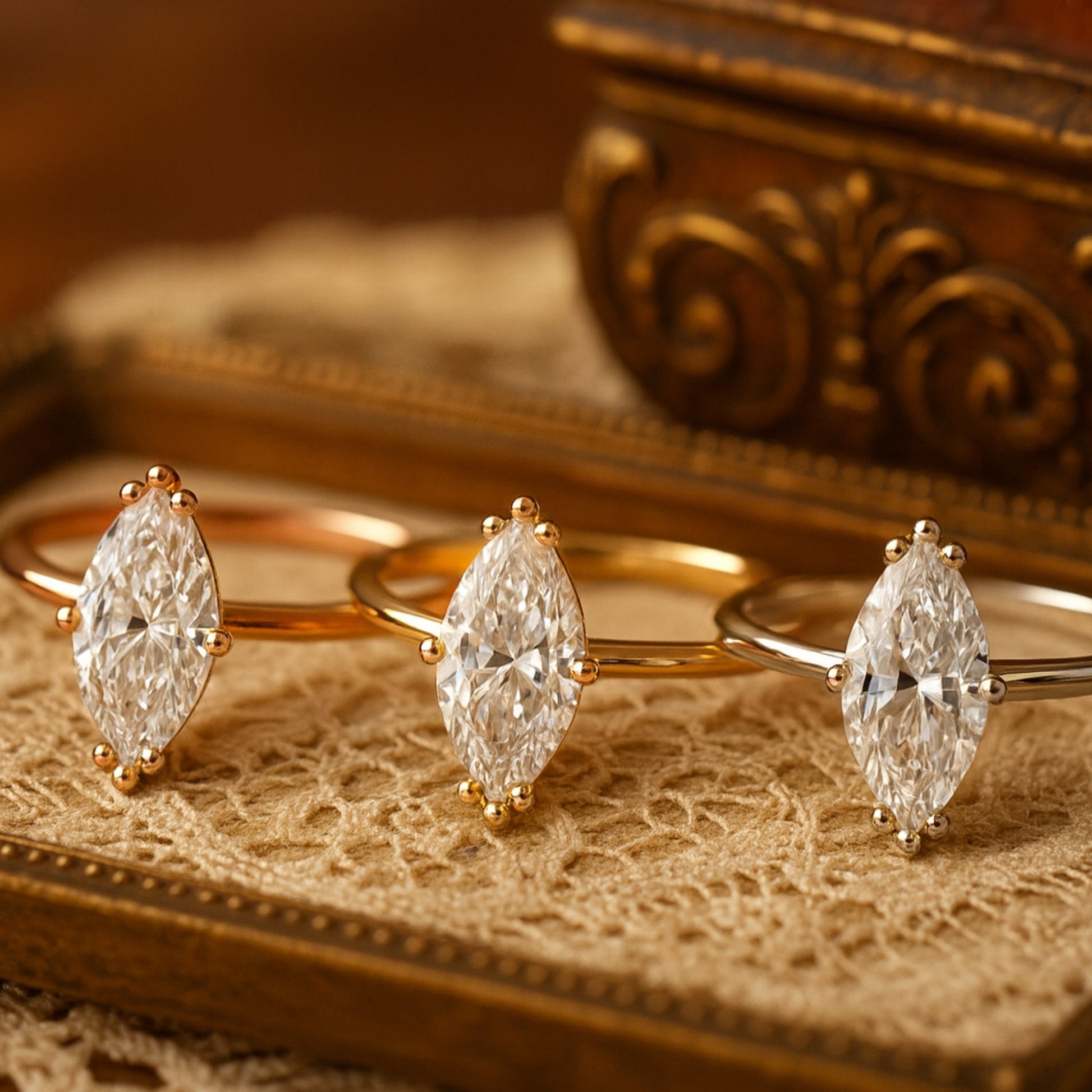Marquise Cut Diamond Solitaire Ring Close-Up – Premium Quality by Diiro
