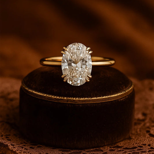 Oval Cut Solitaire Yellow Gold Ring Wedding Bands Engagement Jewelry
