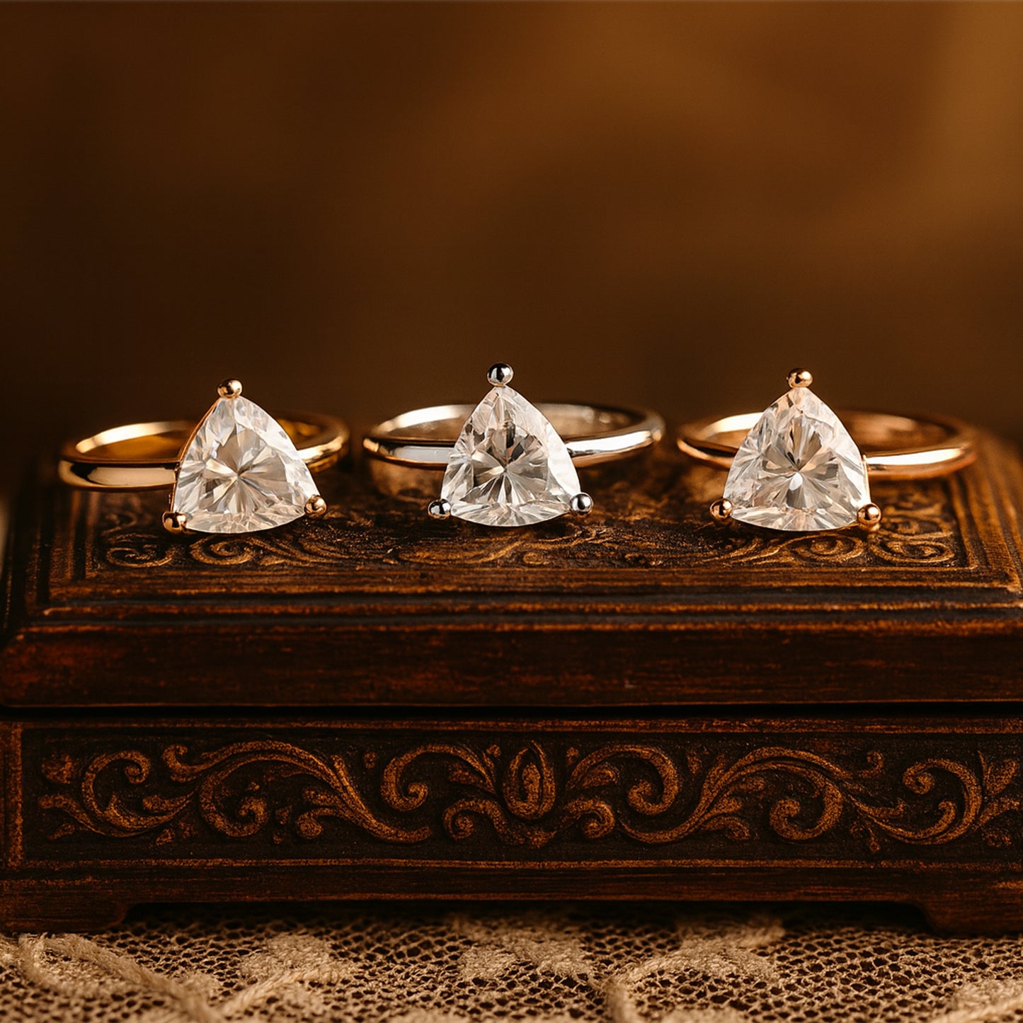White Diamond Engagement Ring In 18K Yellow Gold