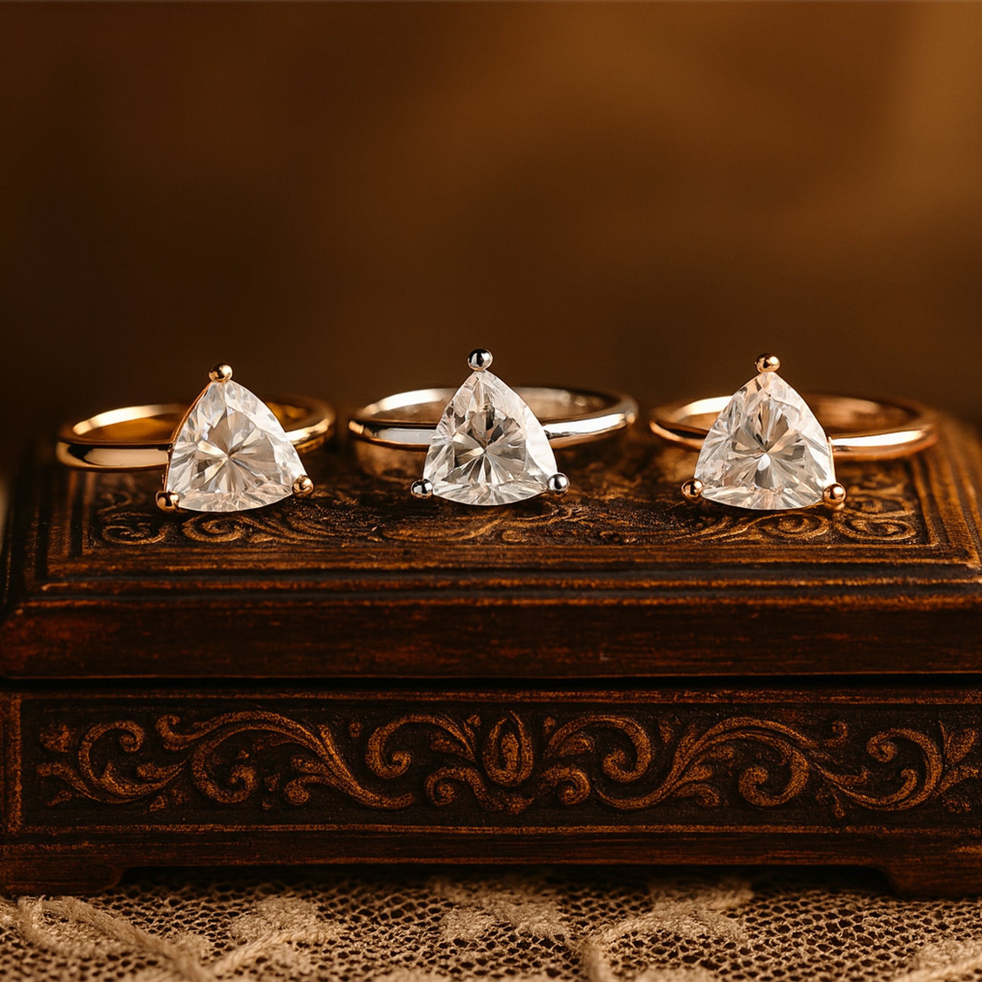 White Diamond Engagement Ring In 18K Yellow Gold