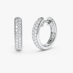 Double Row Micro Pave Petite Diamond Huggie Hoop Earring
