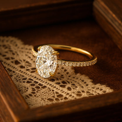Diiro Gold Oval Diamond Solitaire Engagement Ring, Crafted To Reflect Grace, Brilliance, And Everlasting Beauty In A Minimal Elegant