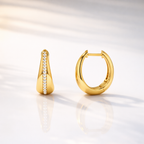 Rose Gold Earrings Teardrop Hoop Earrings Pave Set Diamond
