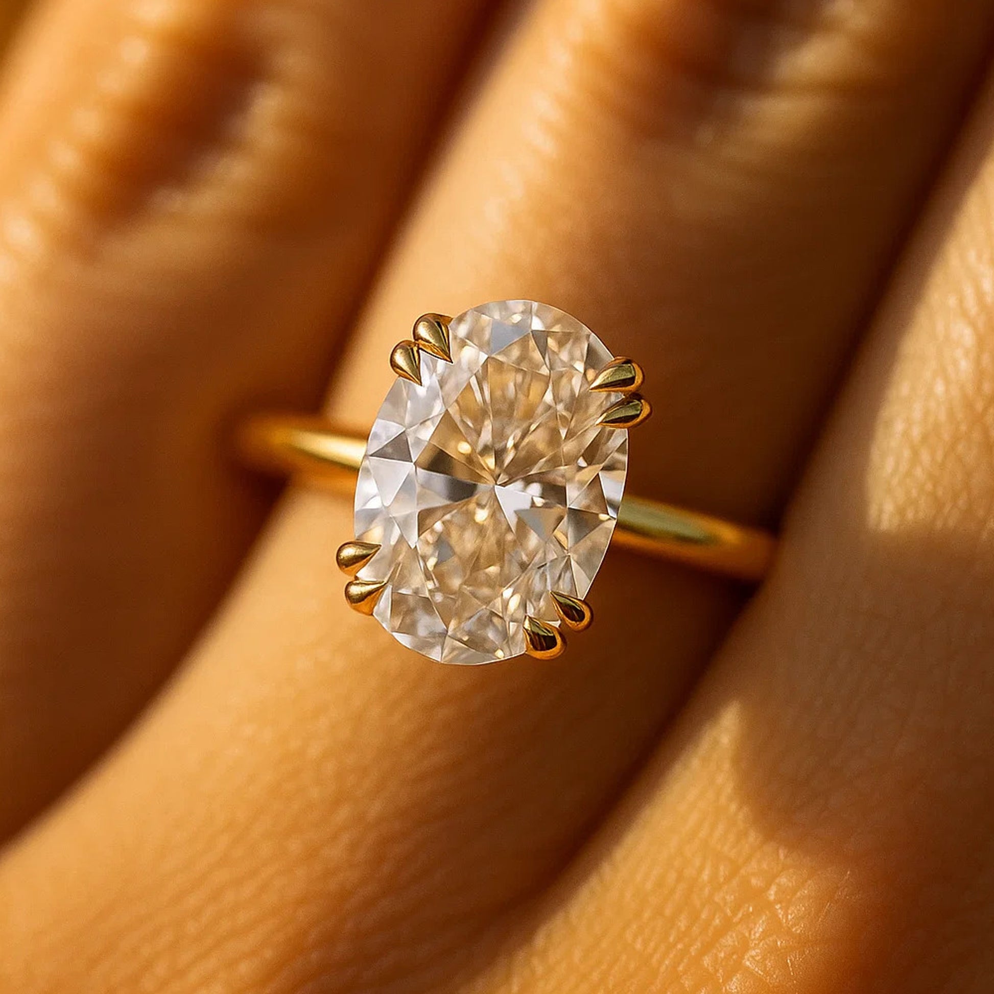 Oval Cut Solitaire Yellow Gold Ring Wedding Bands Engagement Jewelry
