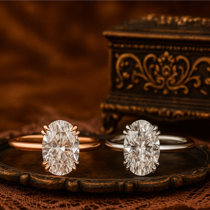 Oval Cut Solitaire Yellow Gold Ring Wedding Bands Engagement Jewelry
