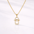 Hamsa Pendant Evil Eye Pendant Yellow Gold Pendant
