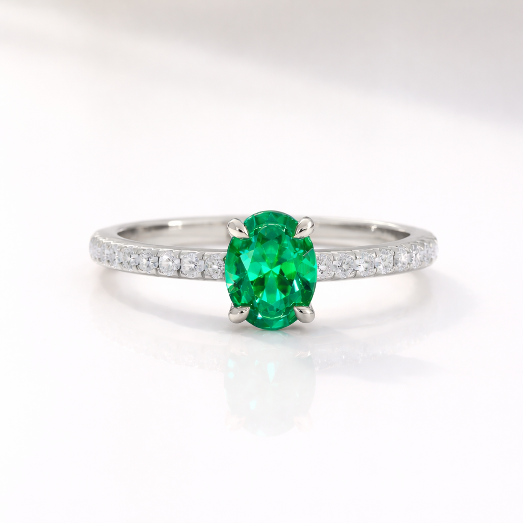 Classic Oval Emerald Engagement Ring
