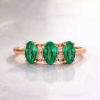 Oval Emerald Engagement Ring With Diamonds
