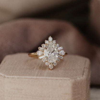 Oval Moissanite Ring With Pear Side Stones, Wedding Band Fine Jewelry And 2 Ct Three Stone Design