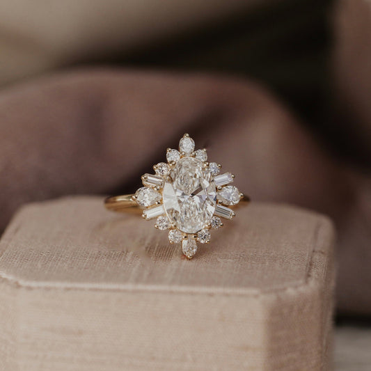 Oval Moissanite Ring With Pear Side Stones, Wedding Band Fine Jewelry And 2 Ct Three Stone Design