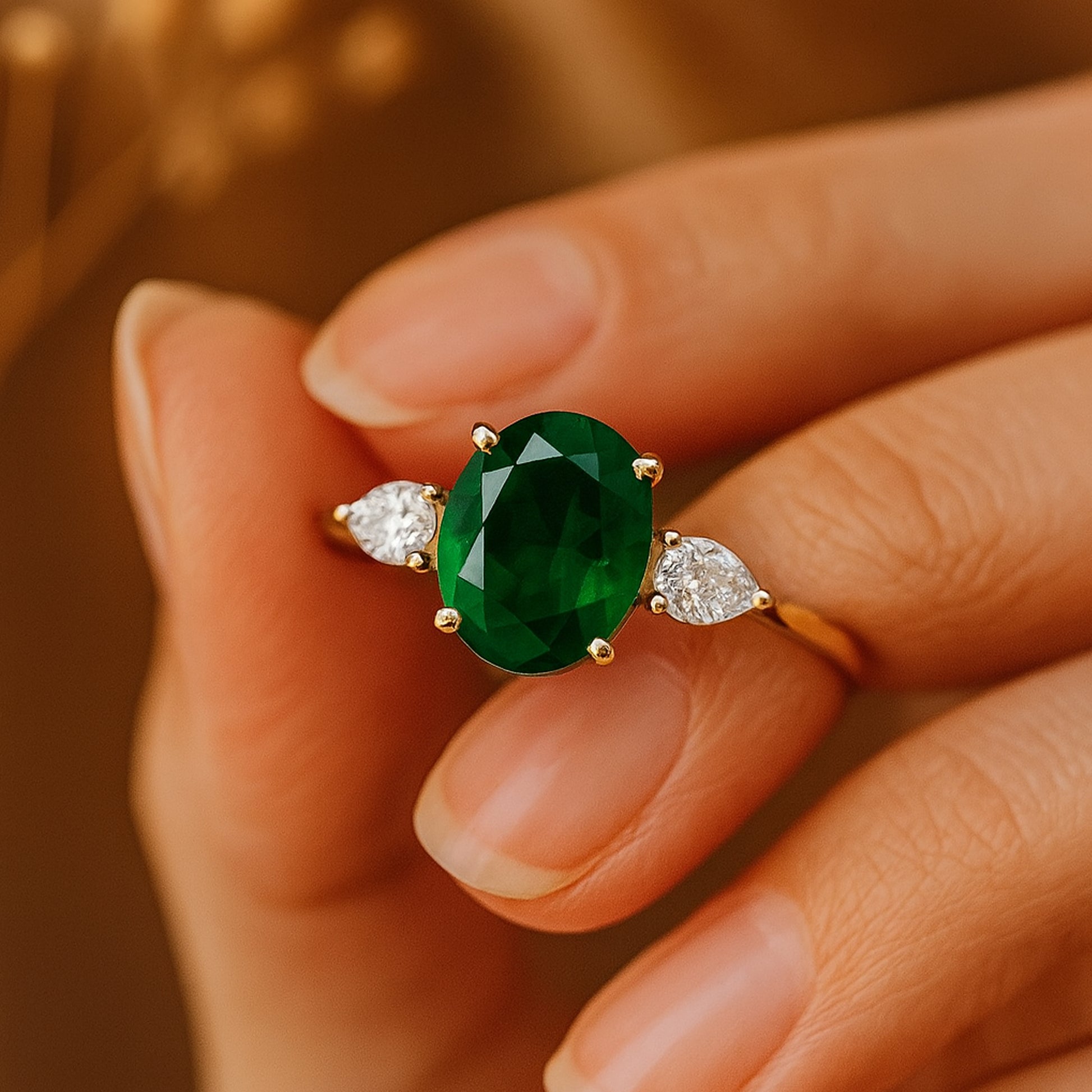Stunning Oval Cut Green Gemstone Ring, May Birthstone Gemstone Jewelry Featuring Classic Elegant Setting