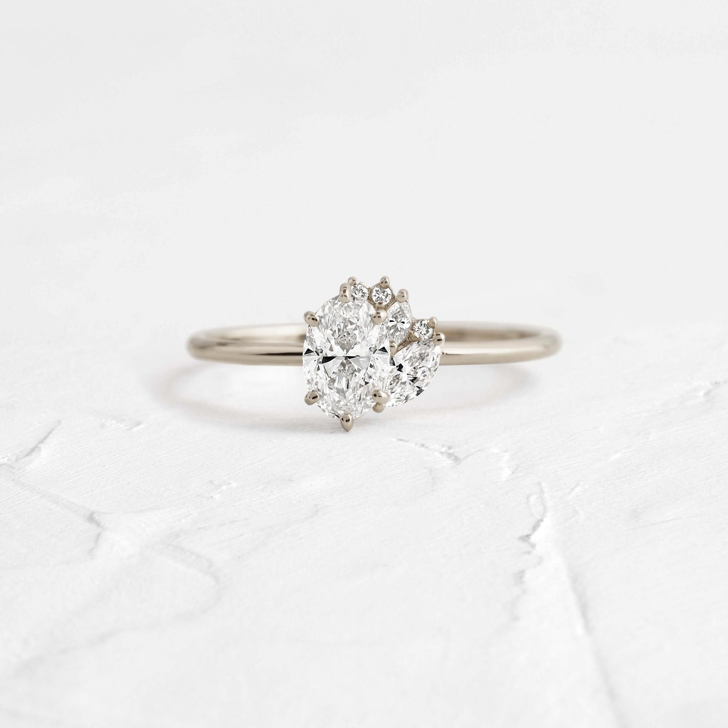 Engagement Oval Cut Ring, Moissanite Cluster Halo Yellow Gold Fine Jewelry With Romance