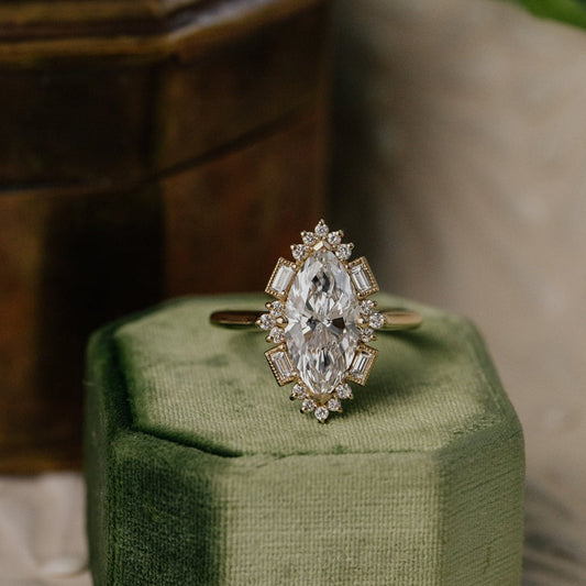 2.50 ct Round Cut Moissanite Engagement Ring With Square Prong Setting And Ribbed Band In Sterling Silver Or Gold
