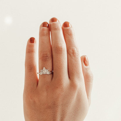 Gold Marquise Cluster Engagement Ring, Moissanite Promise Wedding Fine Jewelry With Brilliant Sparkle