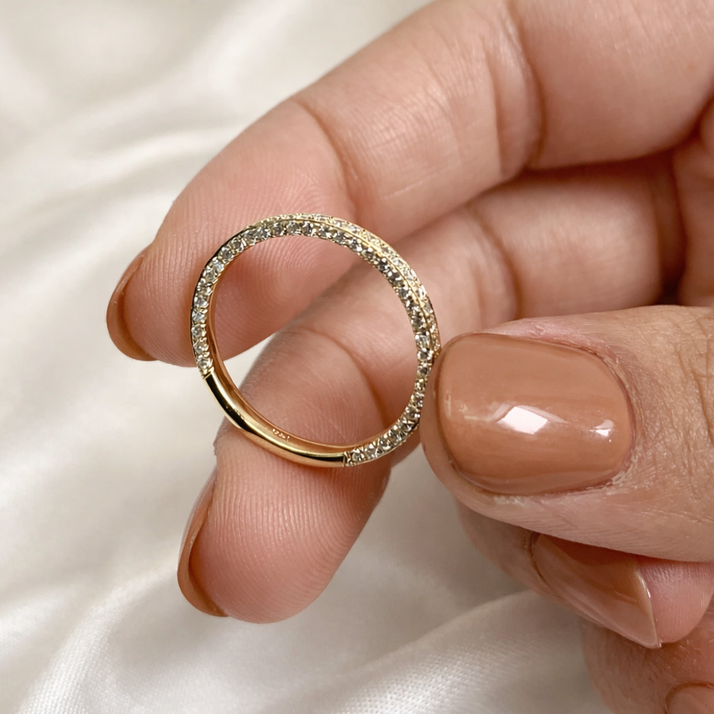 Lab Grown Diamond Triple Row Wedding Band With Round Cut Sparkle
