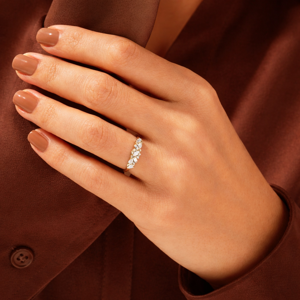 Marquise Round Baguette Pear Cut Diamond Cluster Wedding Ring
