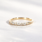 Yellow Gold Wedding Band Marquise And Round Cut Diamond Stackable Wedding Band.
