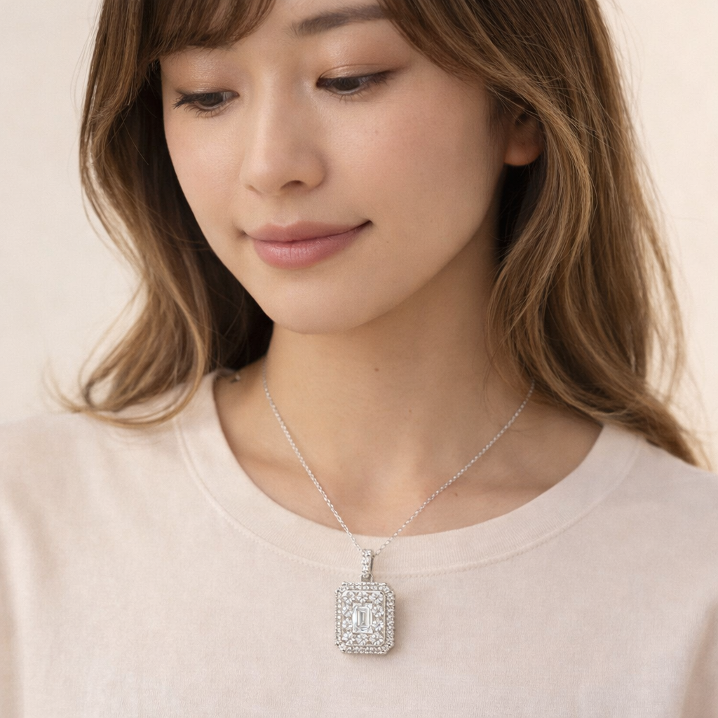 Elegant Yellow Gold Marquise Diamond Pendant With A V-Prong Design.
