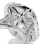 Cathedral Setting Ring With Cushion Halo And Double Prong Setting