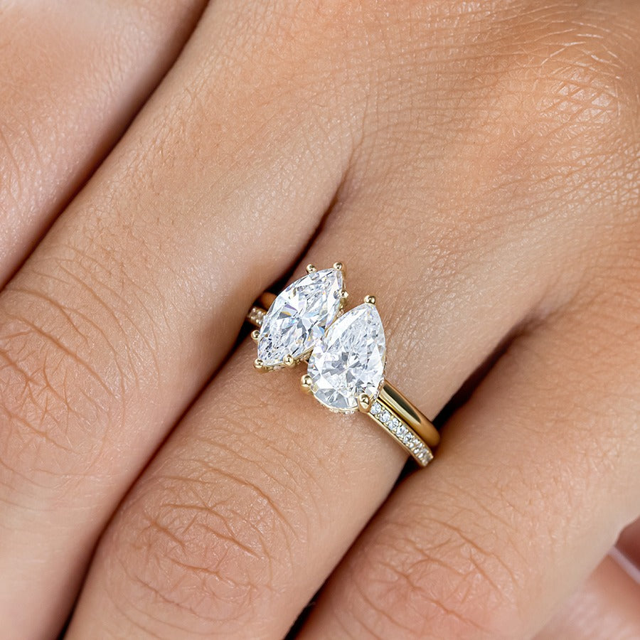 Toi Et Moi Ring Pear And Marquise Lab Grown Diamond White Gold.
