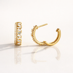 Moissanite Baguette And Round Diamond Hoop Earrings
