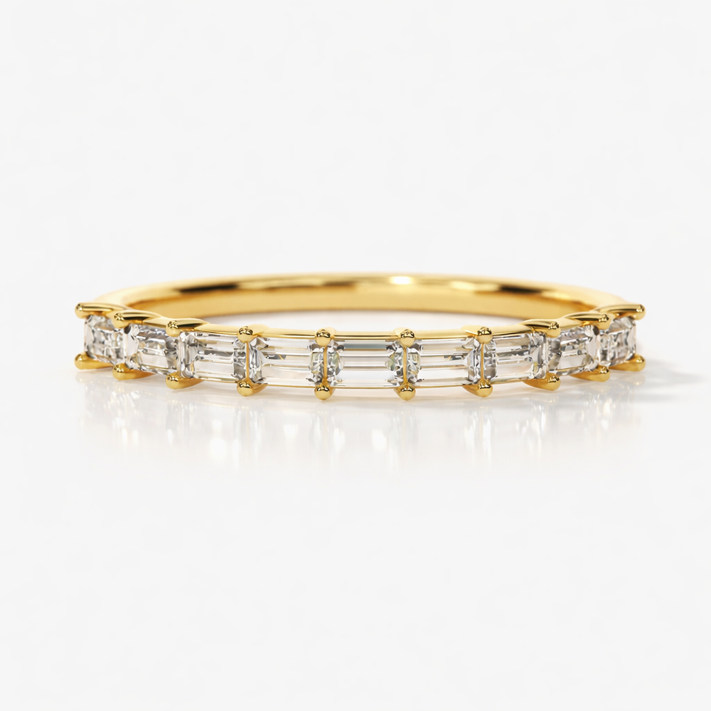 Anniversary Horizontal Baguette Diamond Wedding Band

