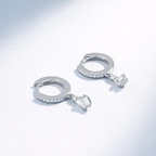 Baguette Cut Diamonds Paired With Round Cut Diamond Hoop Earrings
