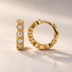 Bezel Hoop Earrings With Milgrain Detailing And Sparkling Round Diamonds
