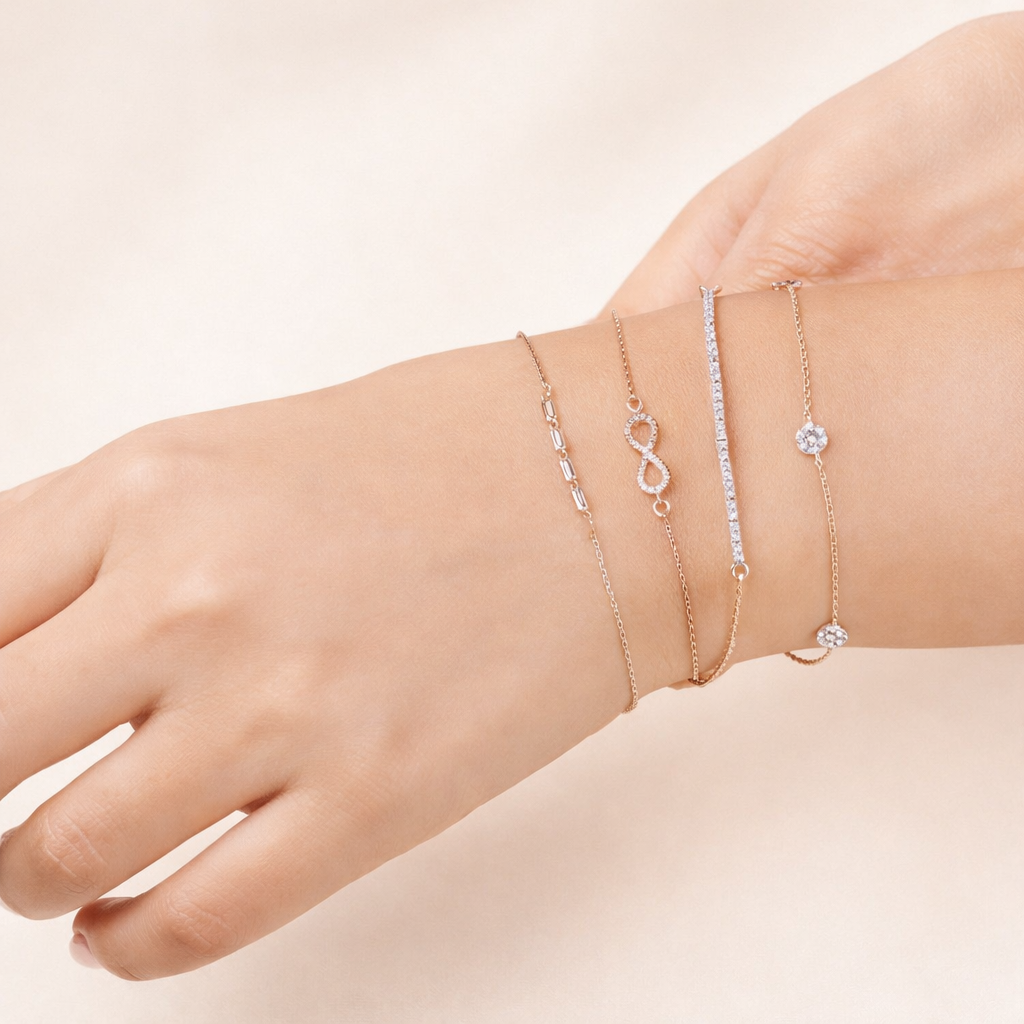 Yellow gold infinity diamond bracelet
