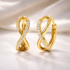 Infinity Hoop Earrings Crossover Huggie Hoop Earrings Prong Setting
