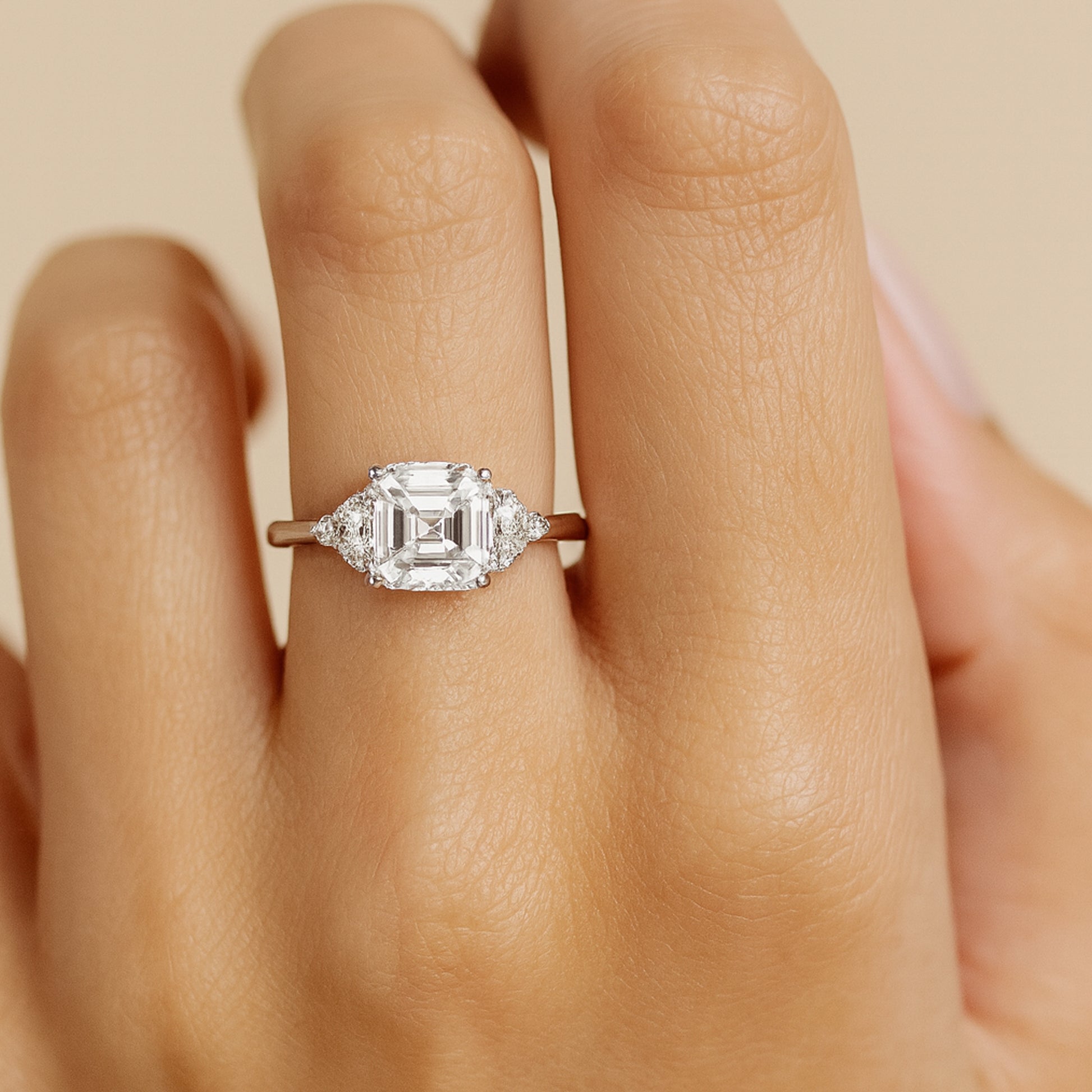 December Birthstone Ring With Asscher Cut, Wedding Engagement Jewelry Featuring Classic Elegant Prong Setting