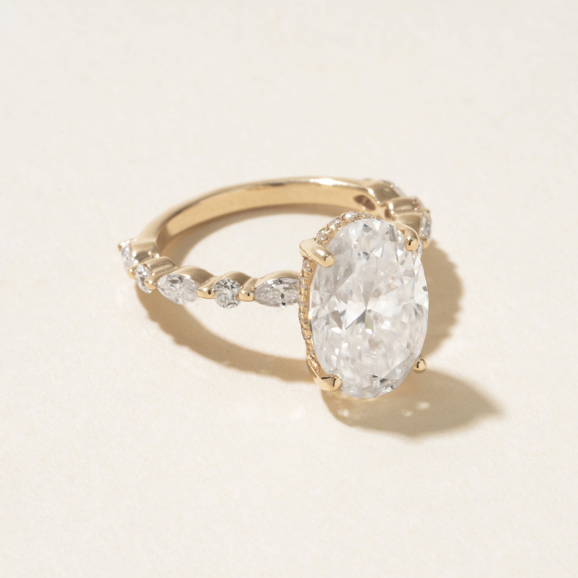 Oval Moissanite Solitaire Ring, 1ct 10K Yellow Gold Engagement Fine Jewelry With Beauty