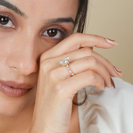 Moissanite Oval Engagement Ring, 1ct 10K Yellow Gold Fine Jewelry With Brilliance