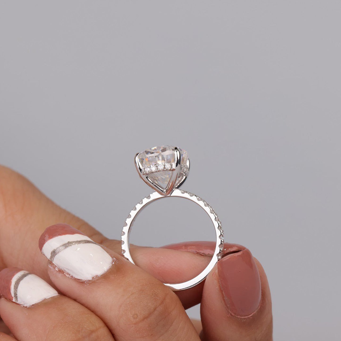 Oval Halo Moissanite Ring, Gold Engagement Fine Jewelry With Glamour