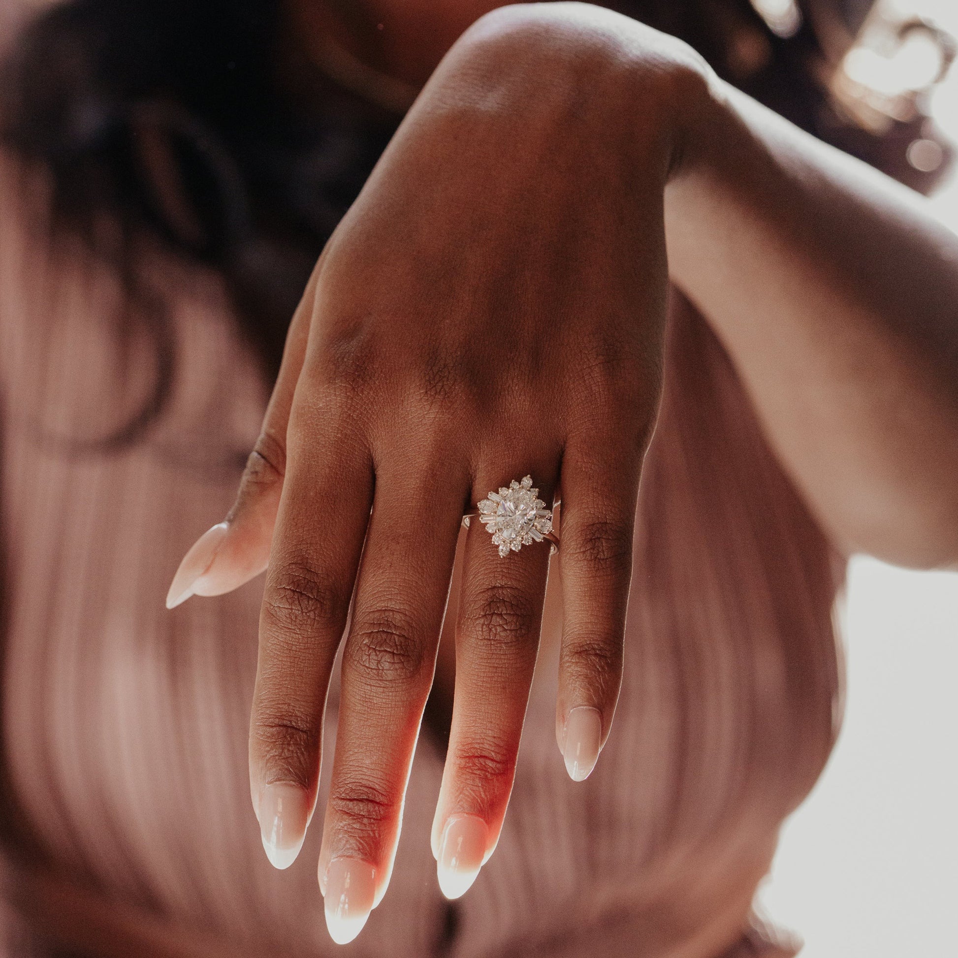Elegant Oval Moissanite Wedding Ring, Pear Side Stone Band Fine Jewelry With 2 Ct And Sparkle