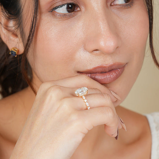Oval Moissanite Ring, 1ct VVS1 10K Yellow Gold Engagement Fine Jewelry With Elegance