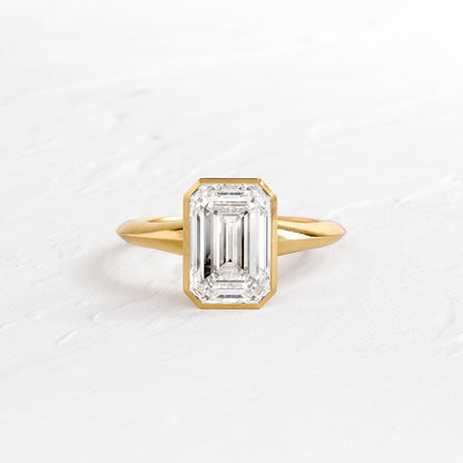 Engagement Emerald Cut Ring, Moissanite Bezel White Gold Fine Jewelry With Romance
