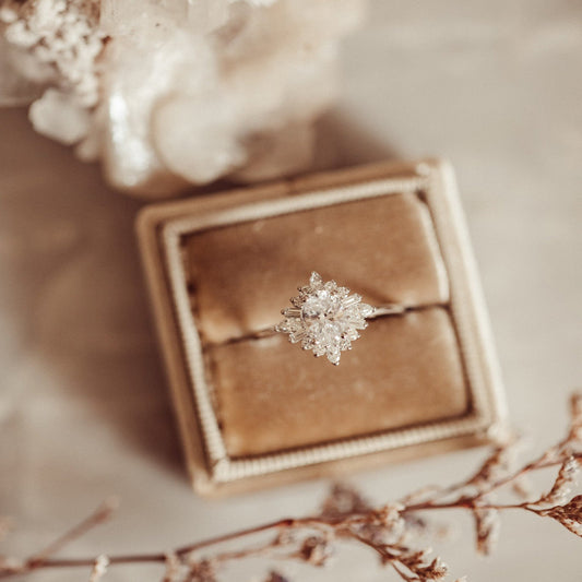 Vintage-Inspired Oval Cut Engagement Ring With Marquise And Baguette Side Diamonds In 14K Rose Gold By Diiro Elegant Bridal Jewelry