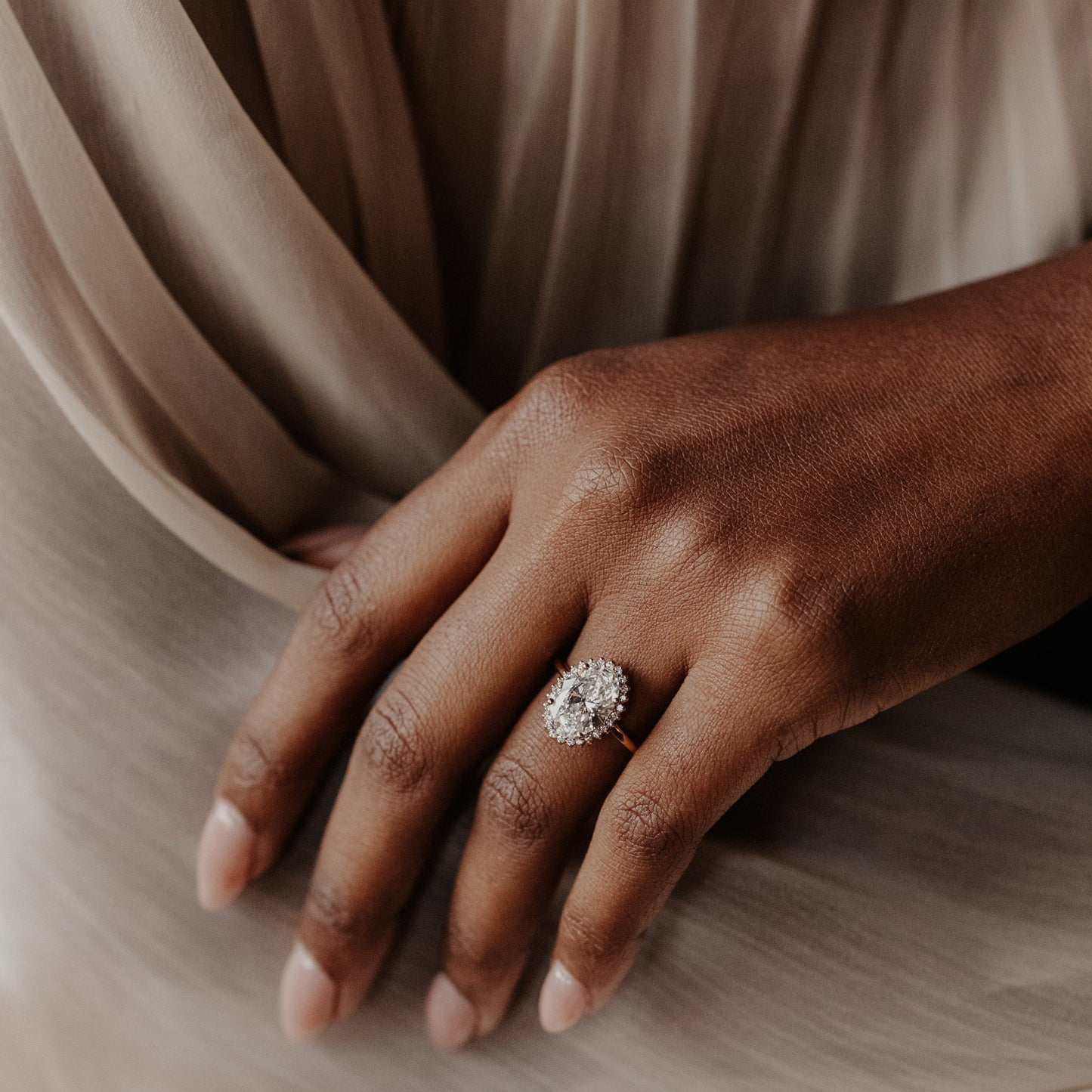 Oval Cut Halo Engagement Rings with Diamond Accents 14K Yellow Gold Rings