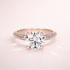 Knife Edge Pave Engagement Ring With Round Cut Center Stone
