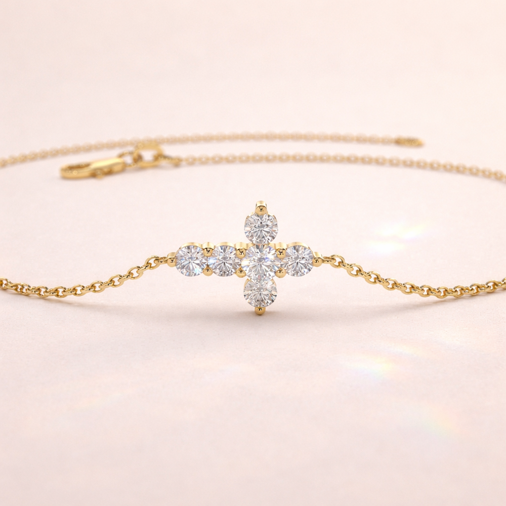 Classic Gold Cross Bracelet For Everyday Wear
