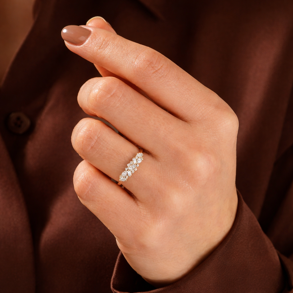 Lab Grown Diamond Cluster Wedding Band In White Gold Half Eternity
