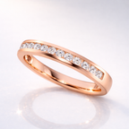 Half Eternity Channel Set Wedding Band With Smooth Gold Finish
