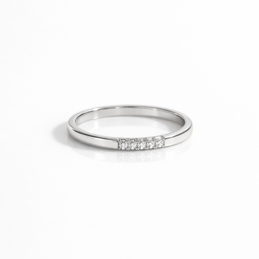 Stackable 5 Stone Wedding Band With Lab Grown Diamonds
