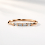 Dainty 4 Diamond Baguette Wedding Band For Stacking
